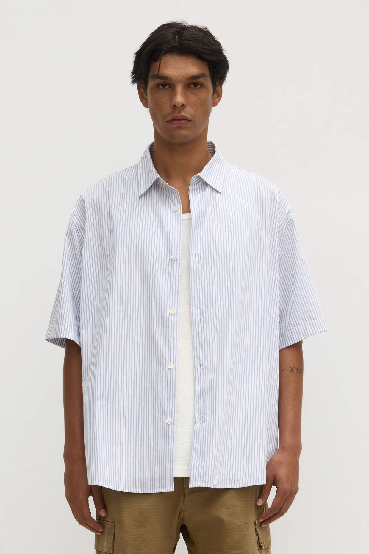 Alec Poplin Stripe Short Sleeve Shirt