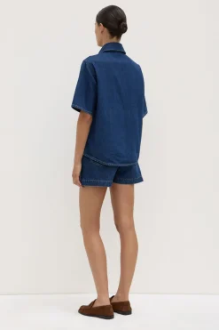 Boxy Denim Short Sleeve Shirt