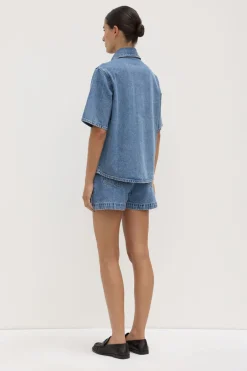 Boxy Denim Short Sleeve Shirt