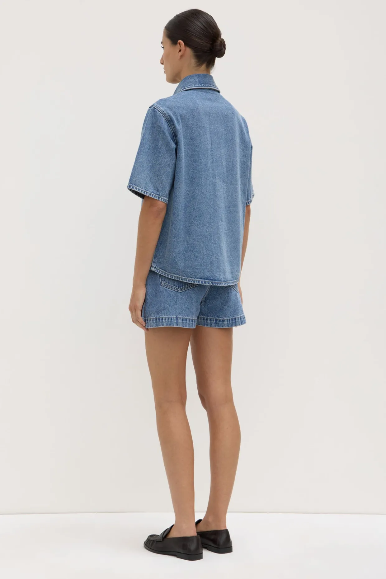 Boxy Denim Short Sleeve Shirt