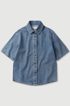 Boxy Denim Short Sleeve Shirt