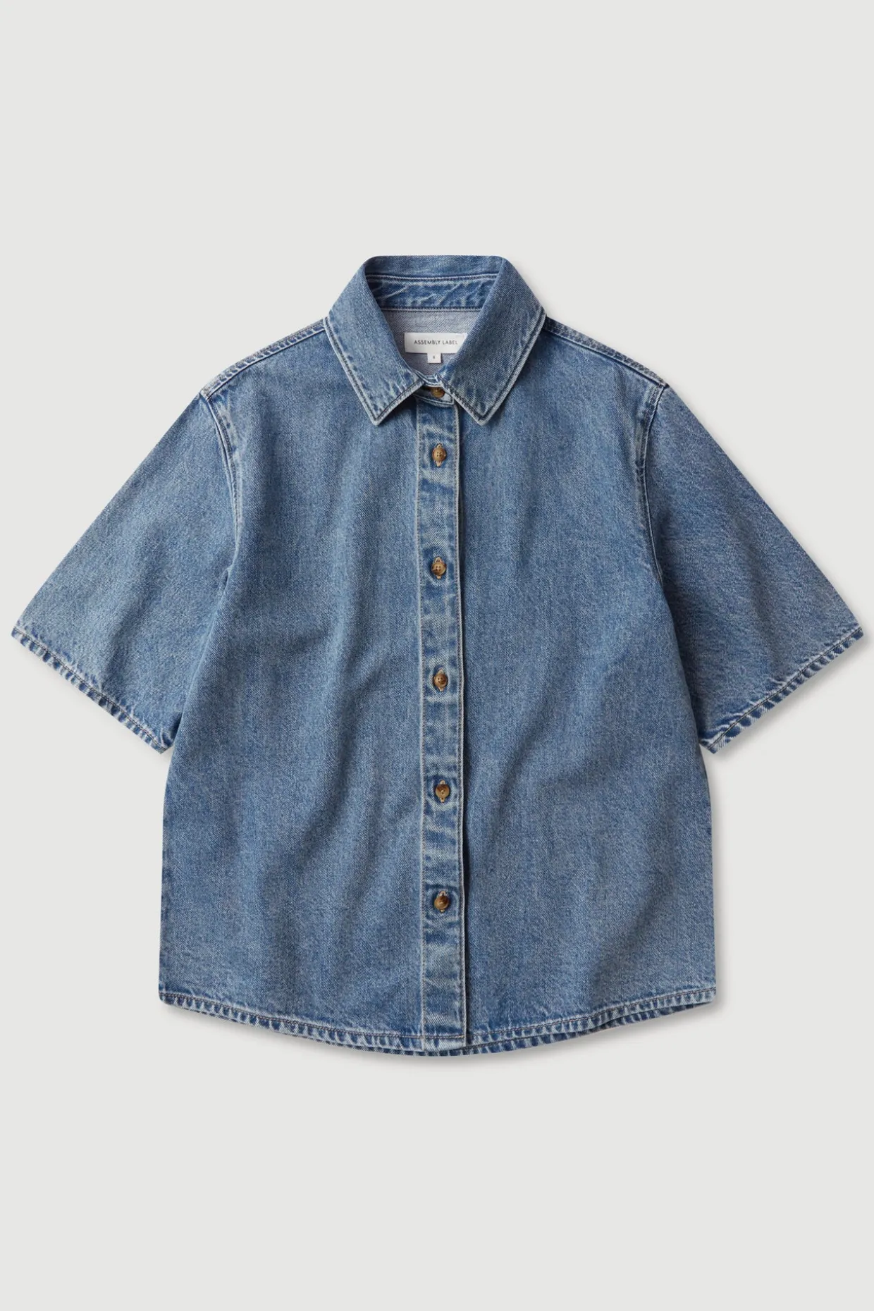 Boxy Denim Short Sleeve Shirt