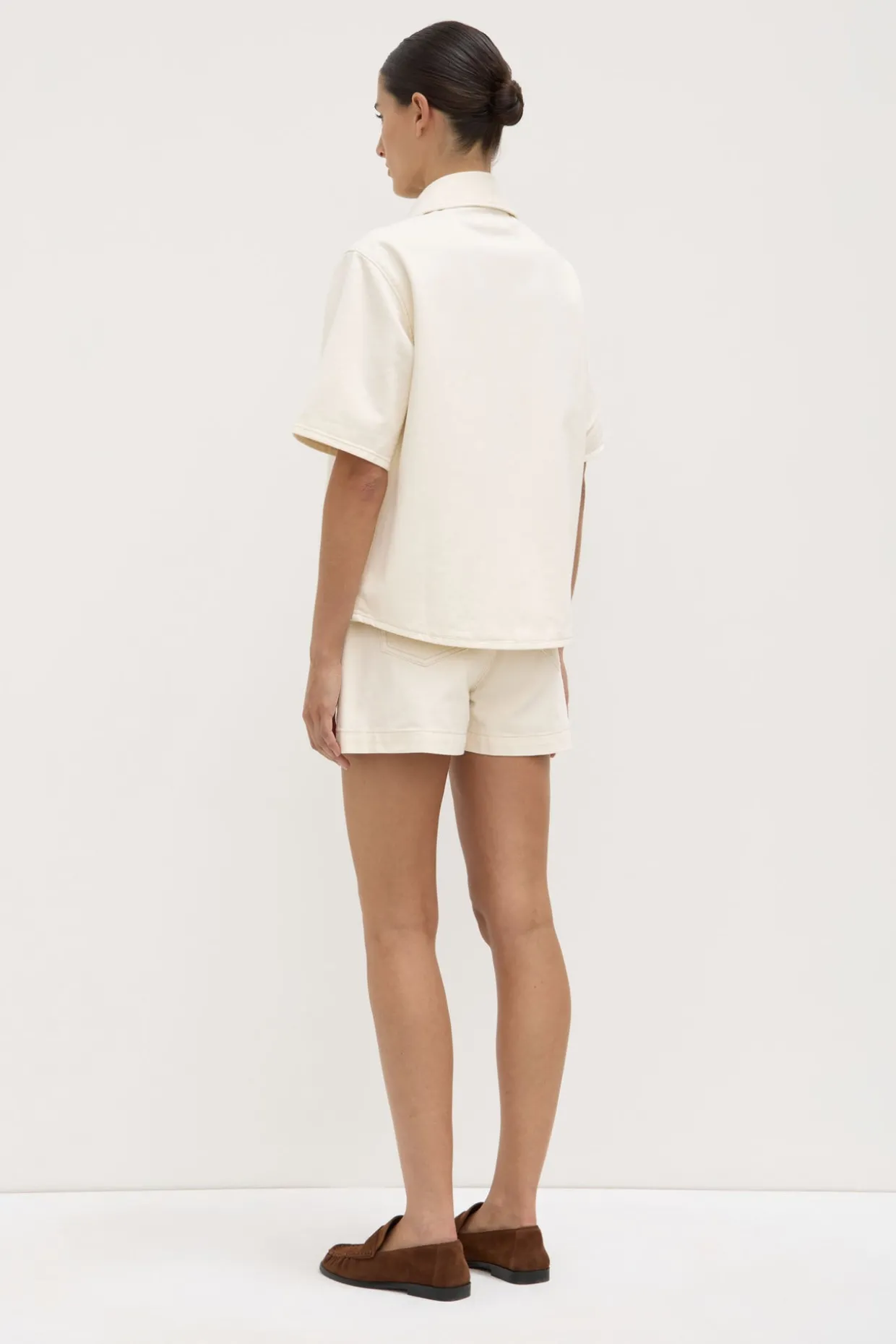 Boxy Denim Short Sleeve Shirt