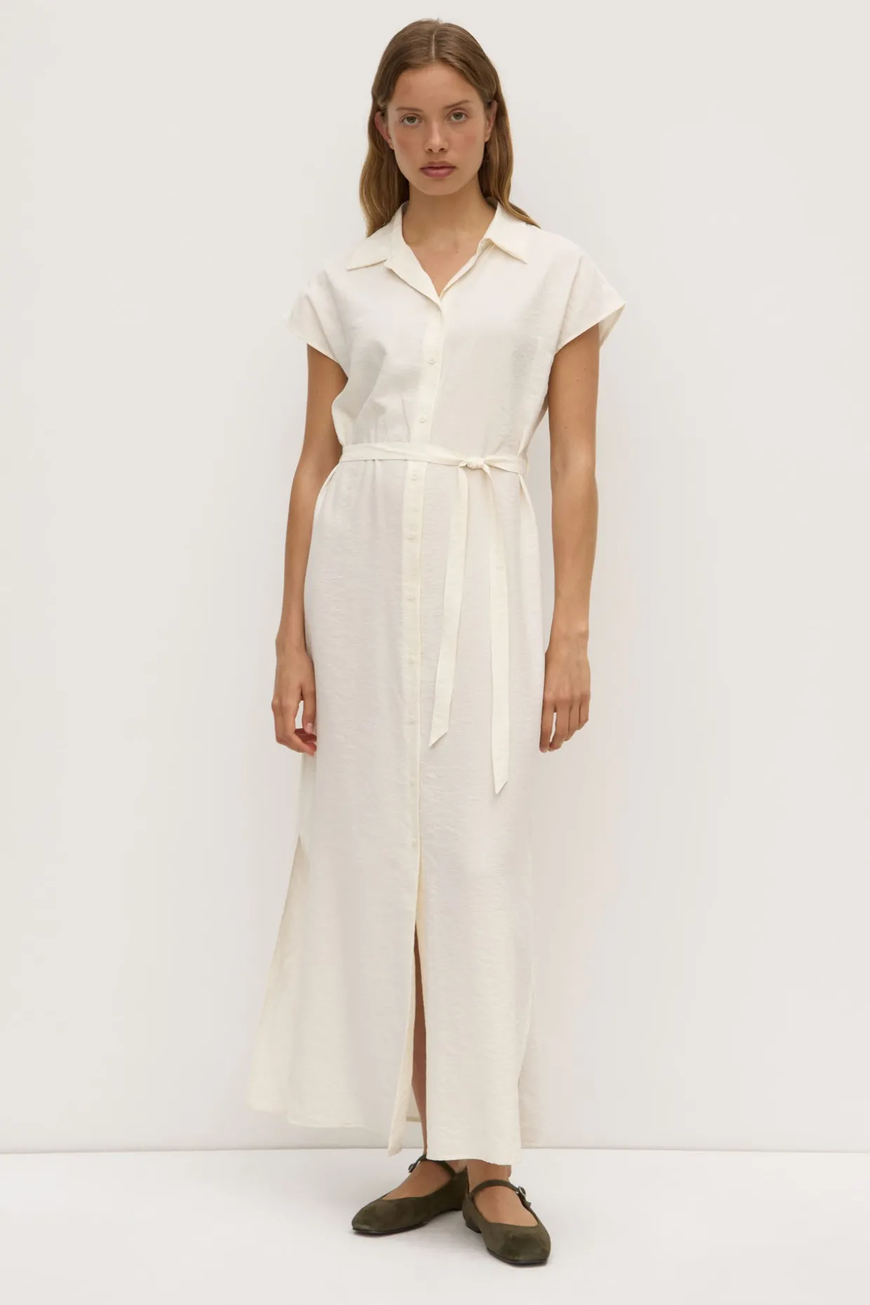 Heather Silk Maxi Shirt Dress