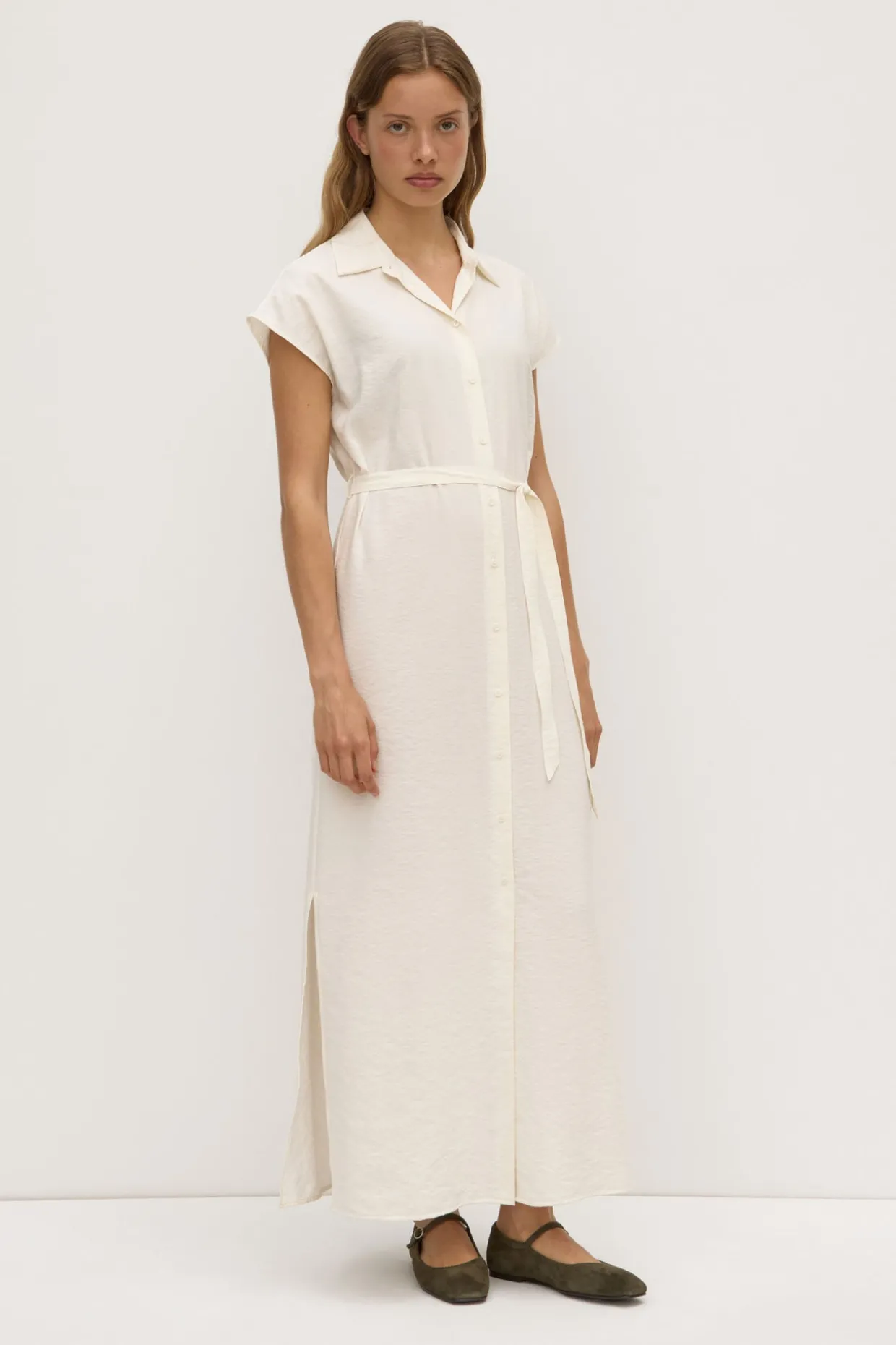 Heather Silk Maxi Shirt Dress