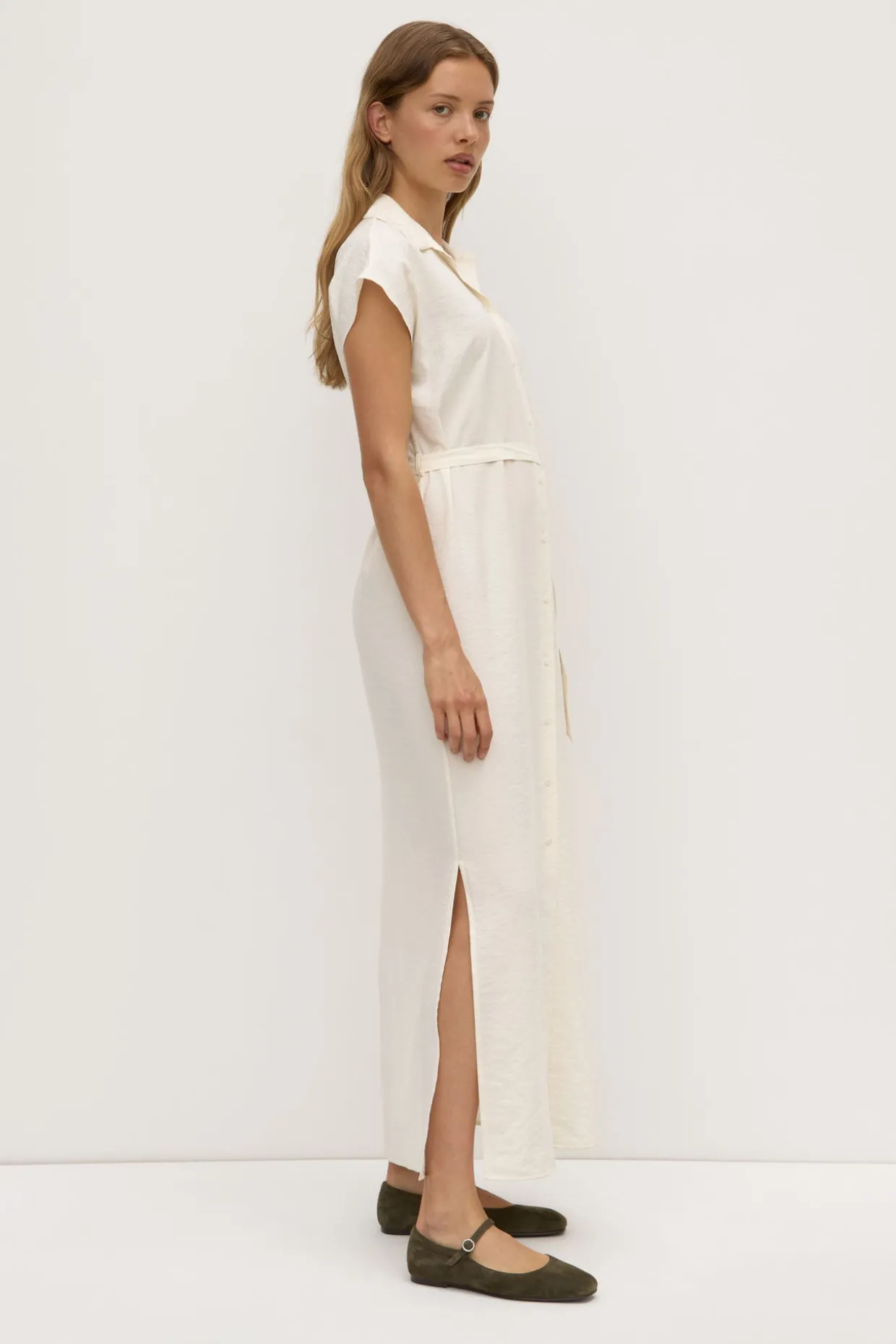 Heather Silk Maxi Shirt Dress