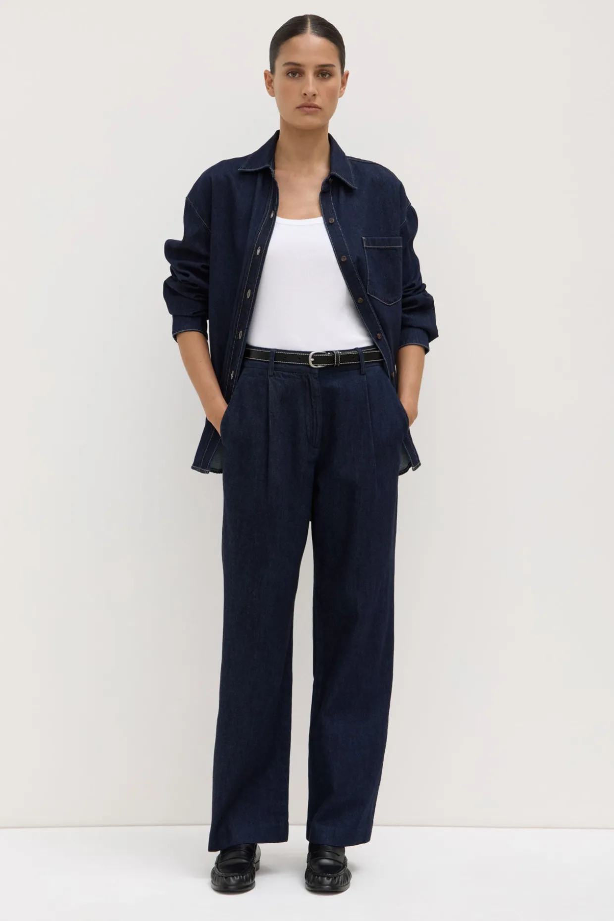 Kiera Recycled Denim Pleat Front Pant