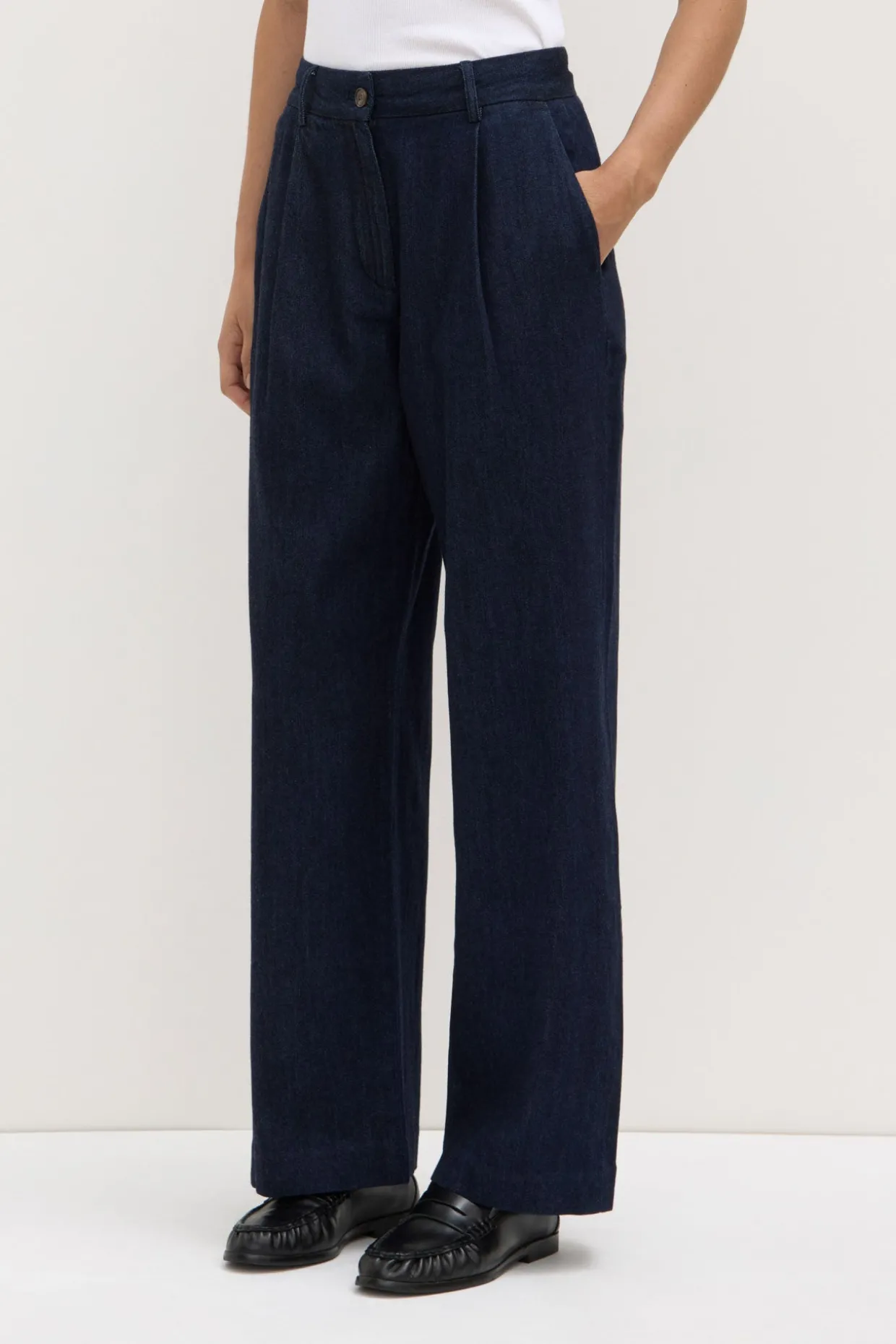 Kiera Recycled Denim Pleat Front Pant