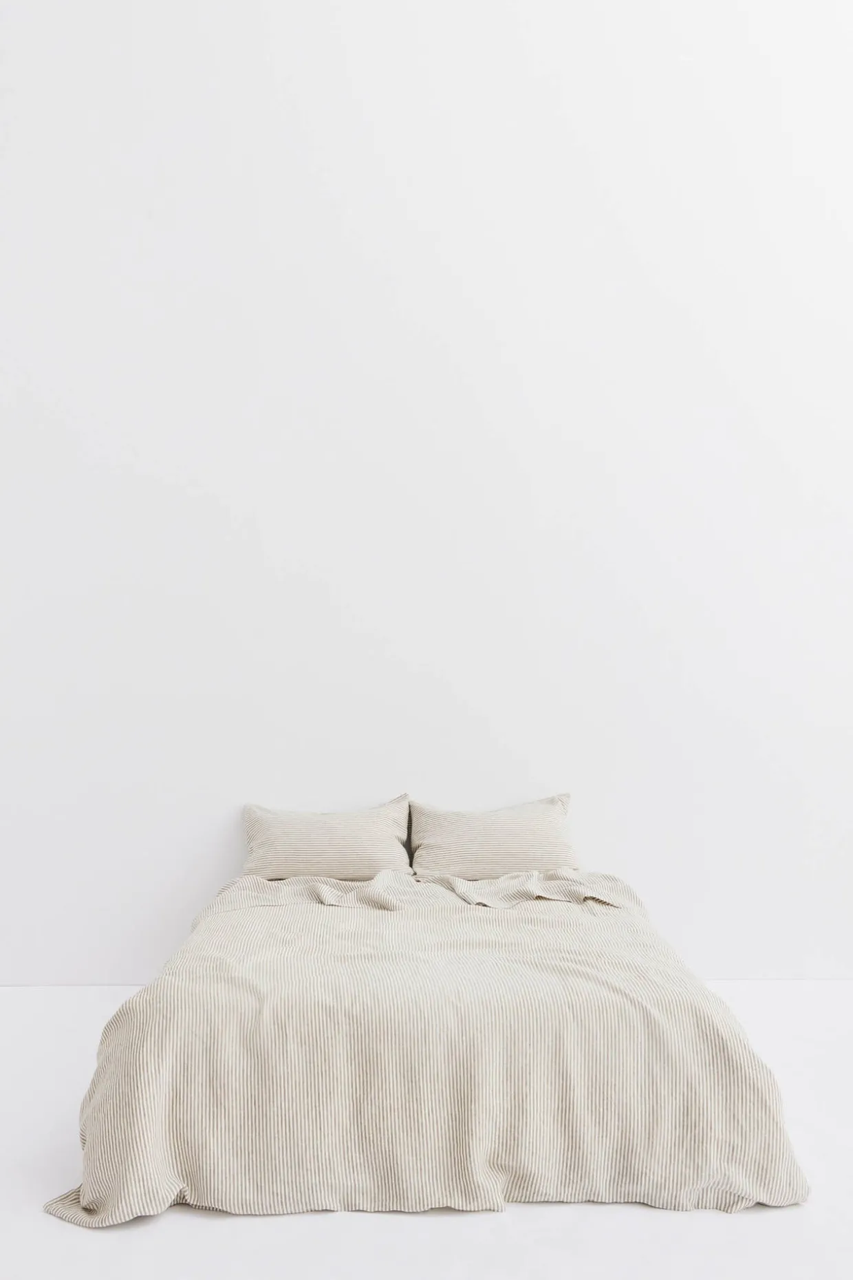 Linen Duvet Cover Olive Stripe