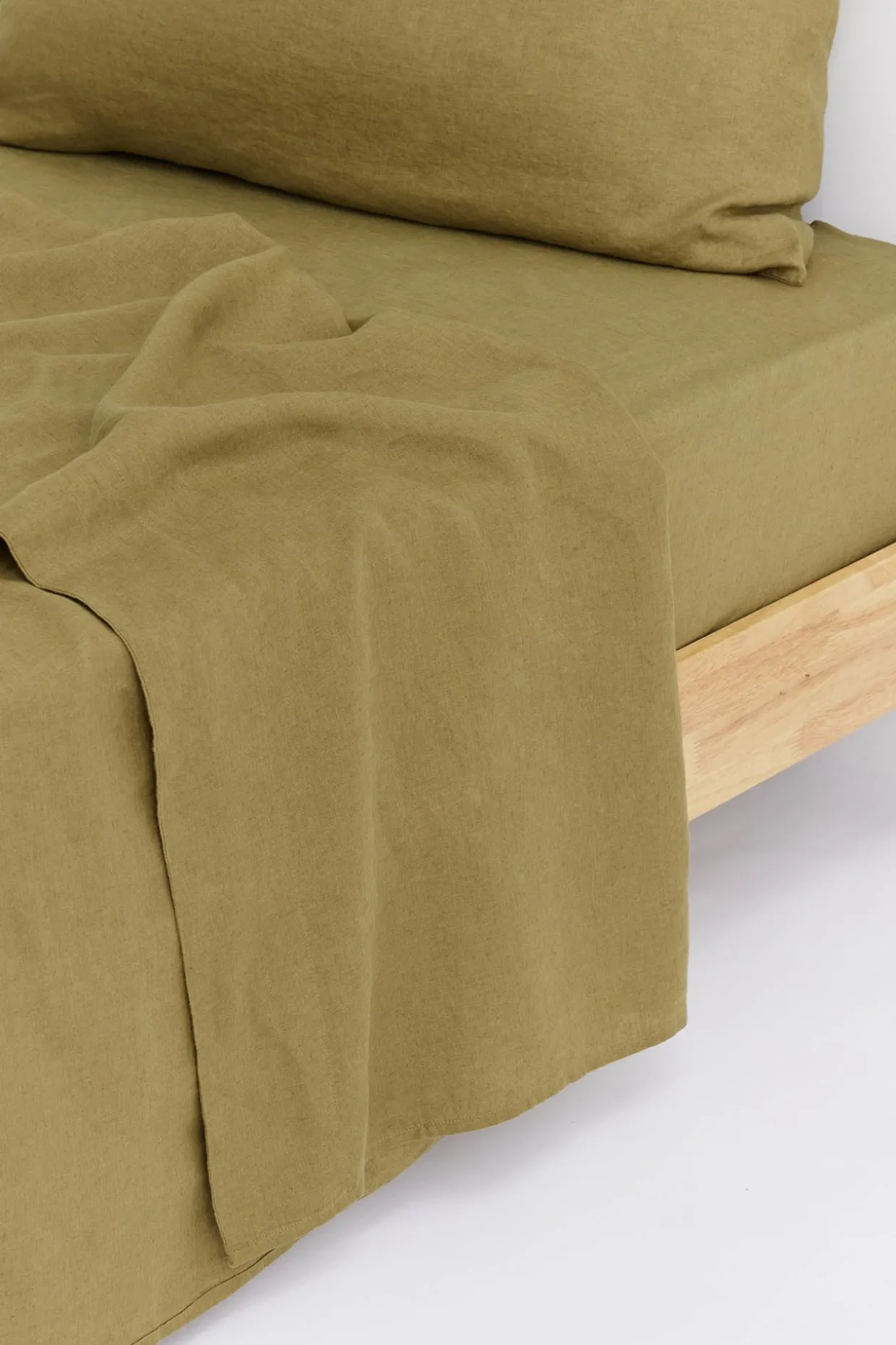 Linen Fitted Sheet Olive