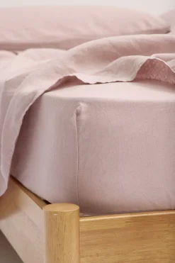 Linen Fitted Sheet Rose