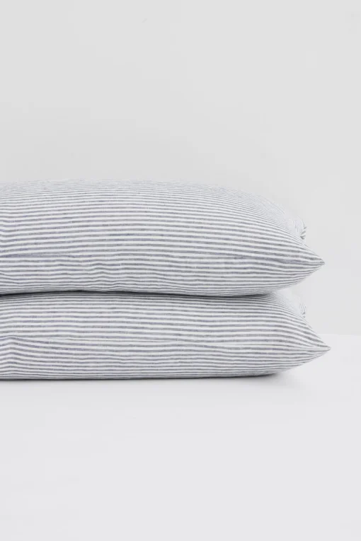 Linen Standard Pillow Cases Ocean Stripe