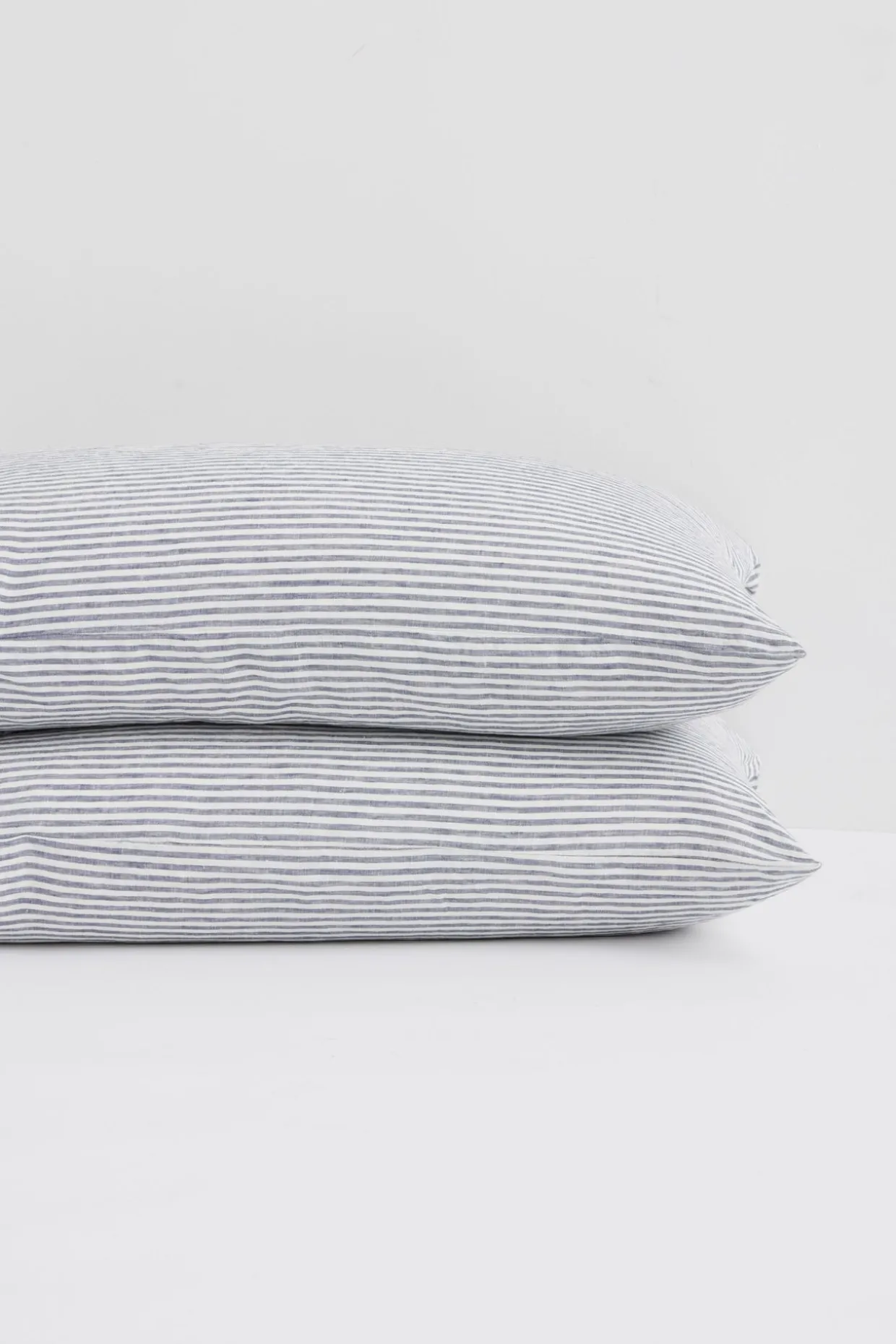 Linen Standard Pillow Cases Ocean Stripe
