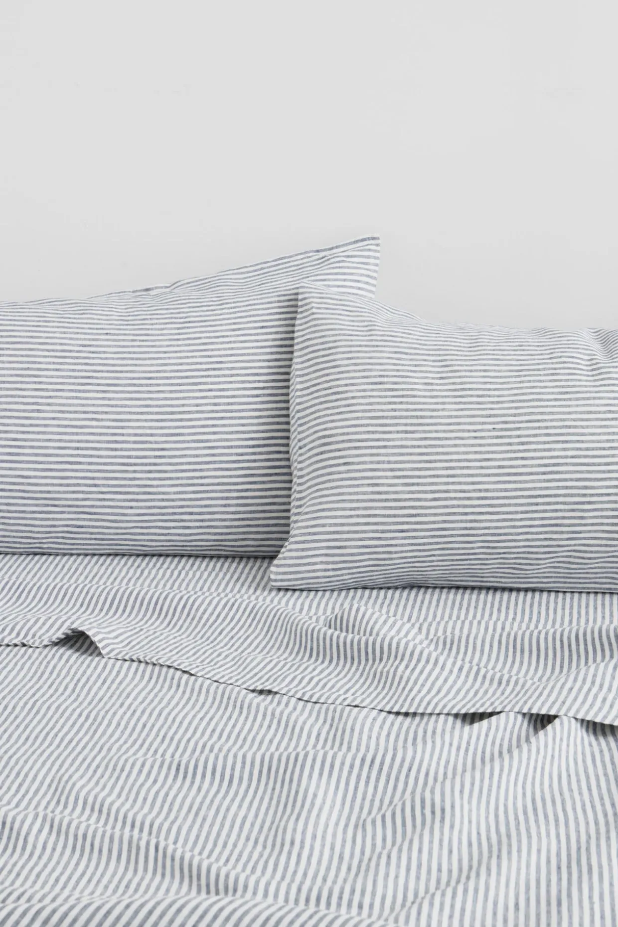 Linen Standard Pillow Cases Ocean Stripe