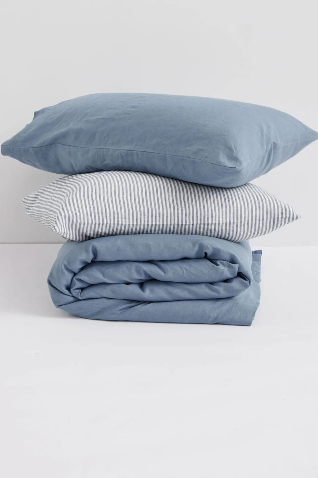 Linen Standard Pillow Cases Ocean Stripe