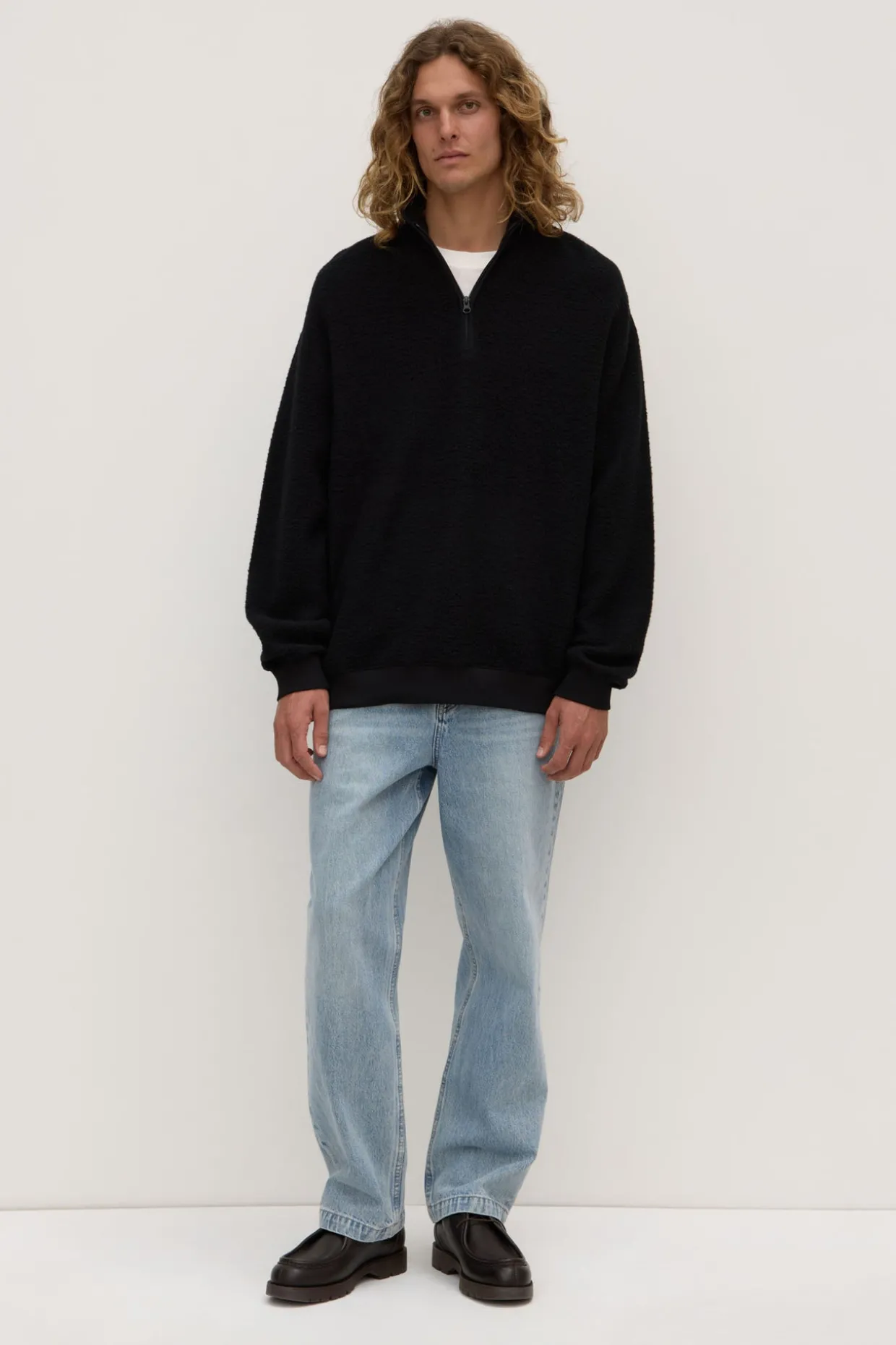Palmer Wool Blend Funnel Neck Zip Sweat
