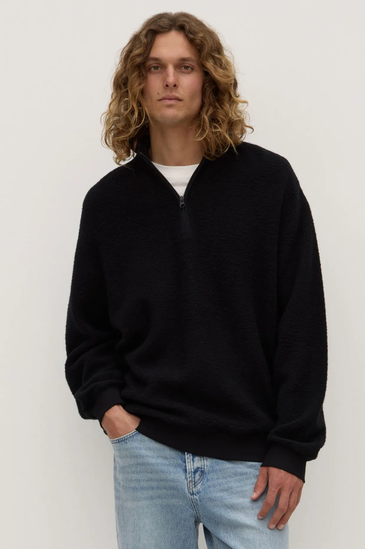 Palmer Wool Blend Funnel Neck Zip Sweat
