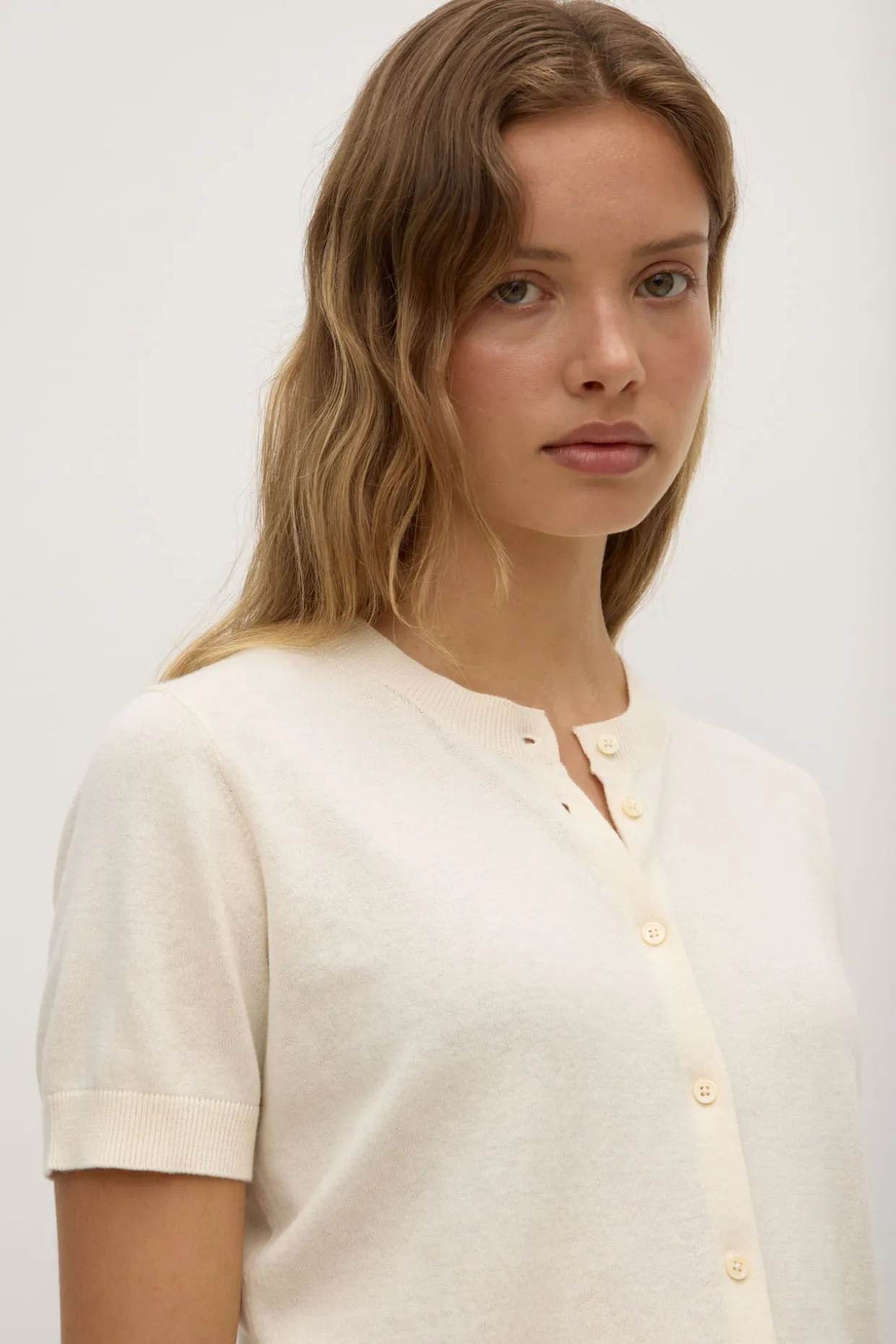 Semra Cotton Cashmere Short Sleeve Cardigan