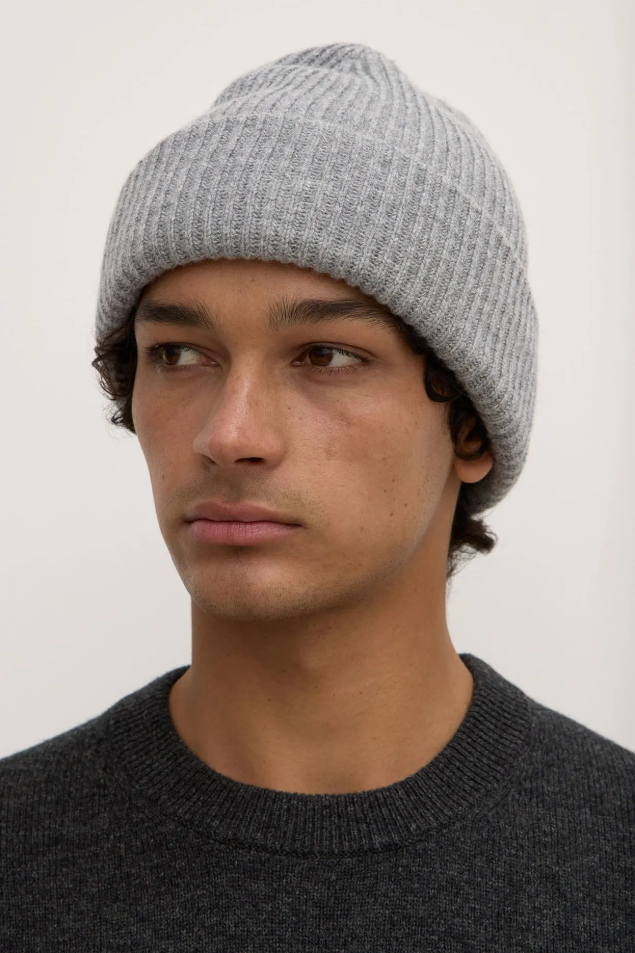 Wool Cashmere Rib Beanie
