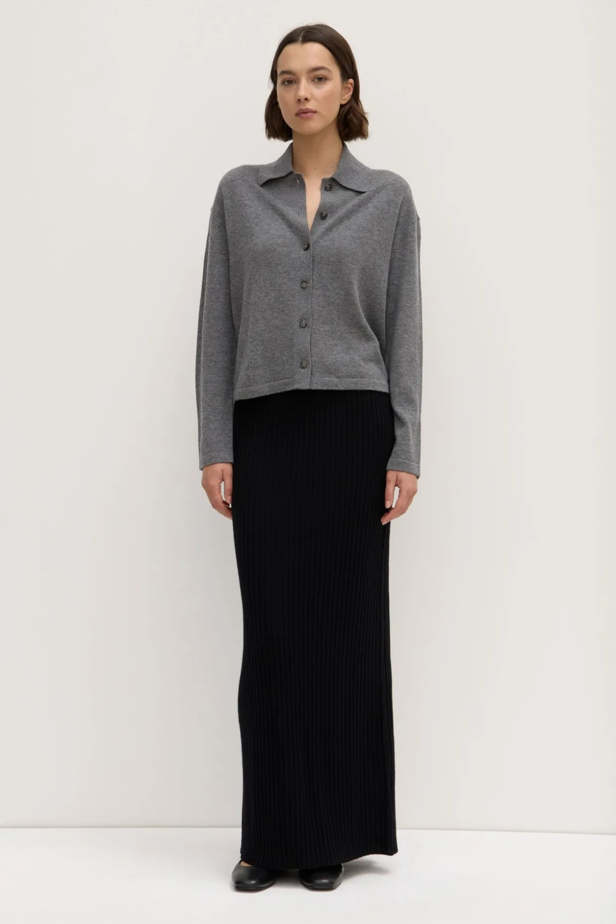 Wool Cashmere Rib Maxi Skirt