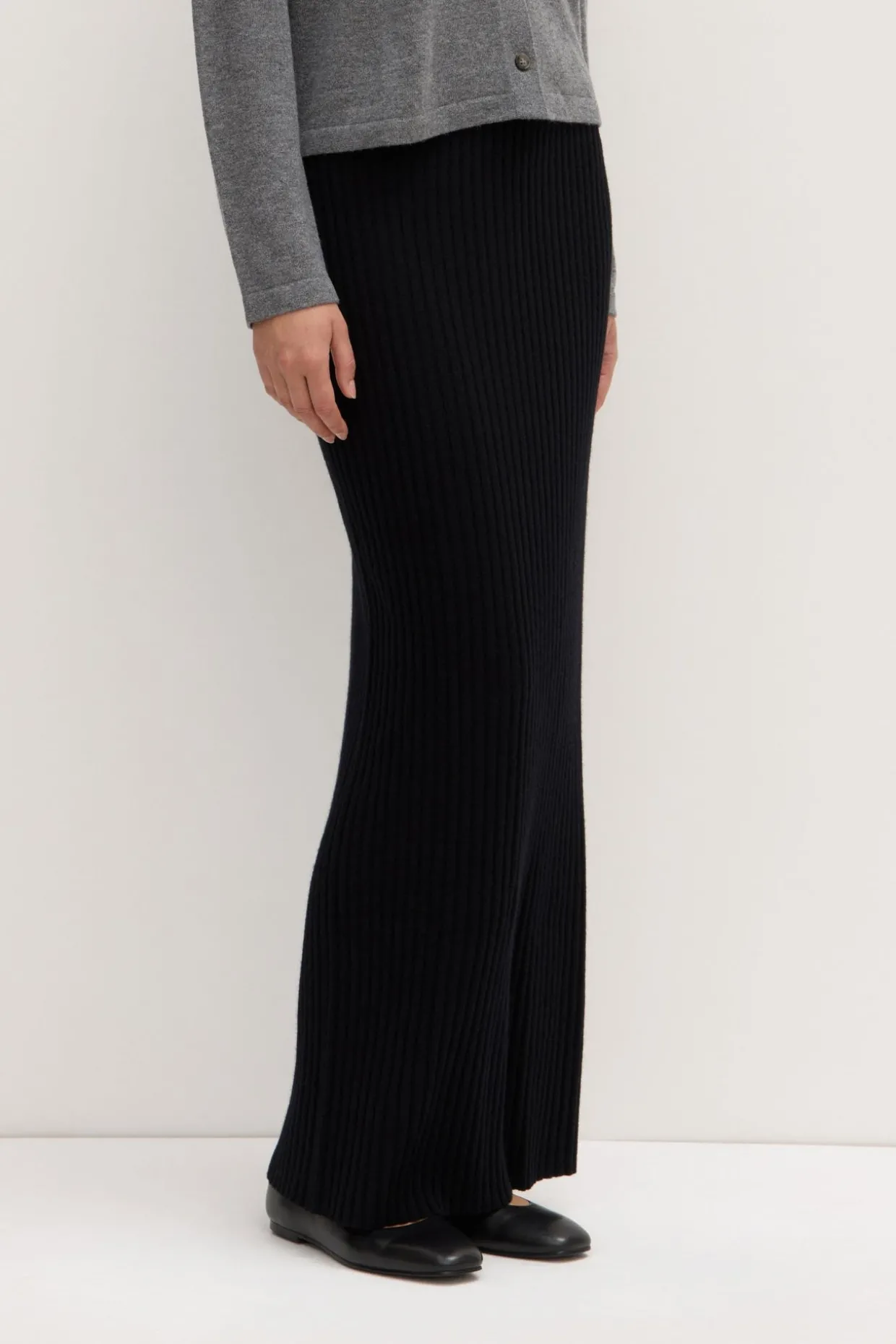 Wool Cashmere Rib Maxi Skirt