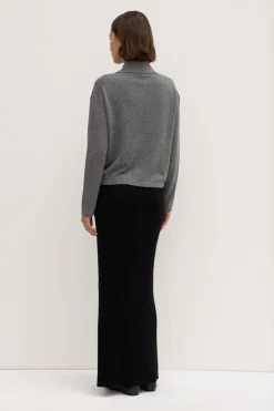 Wool Cashmere Rib Maxi Skirt