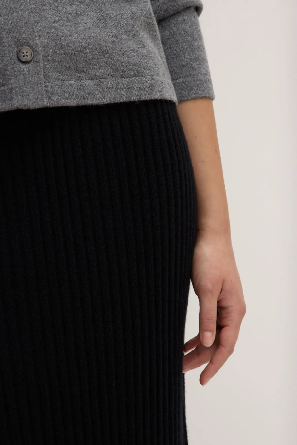 Wool Cashmere Rib Maxi Skirt