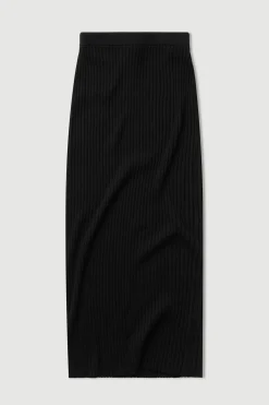 Wool Cashmere Rib Maxi Skirt